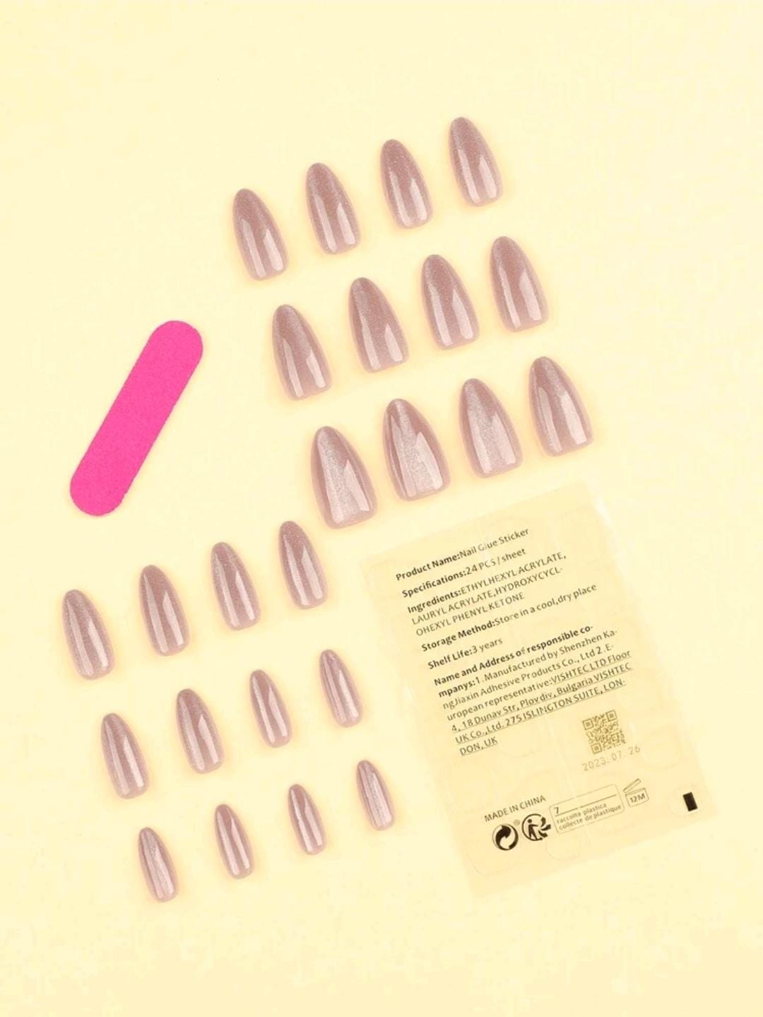 24pcs Medium Nails  Nude Cat Eye Press