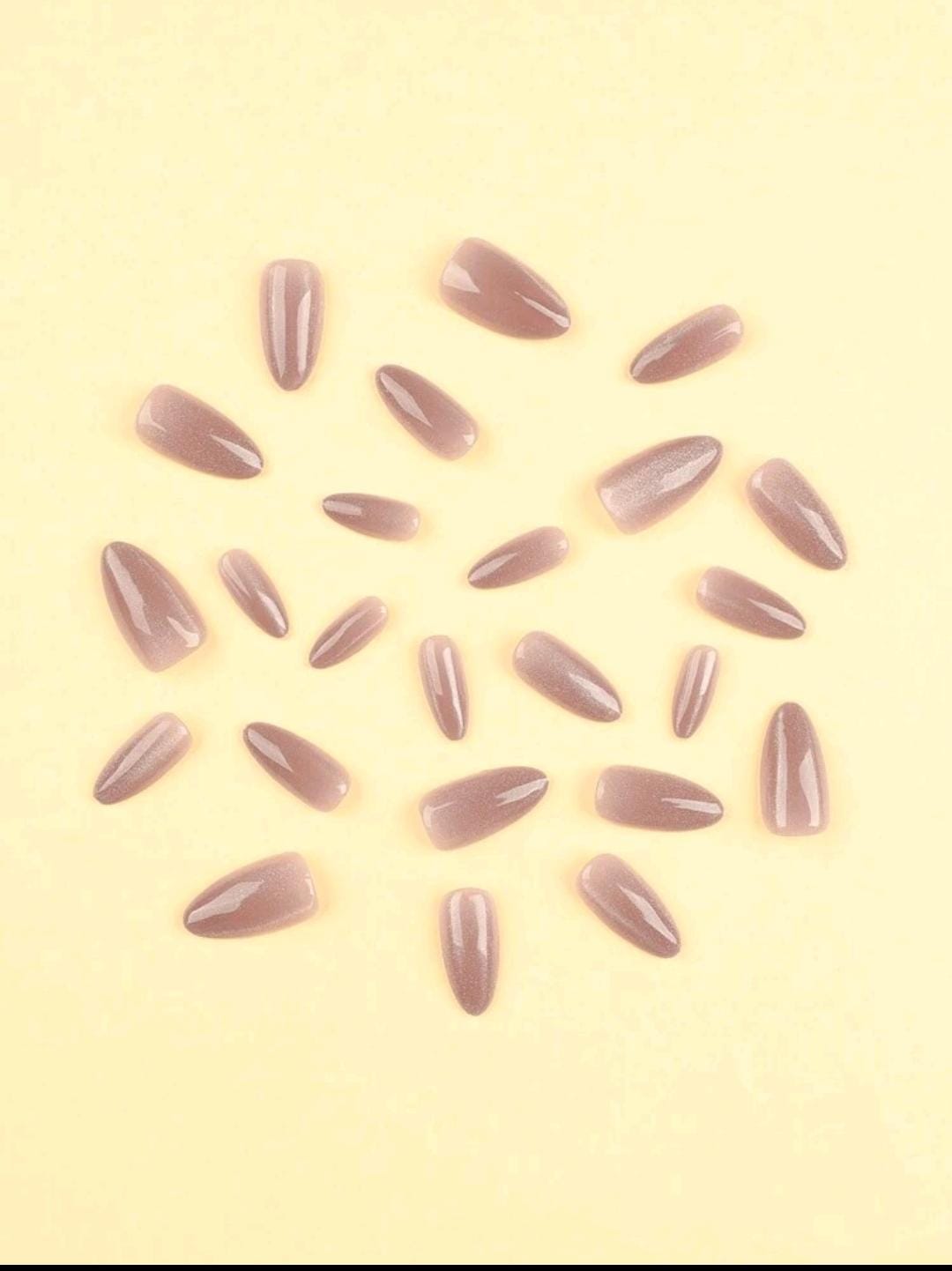24pcs Medium Nails  Nude Cat Eye Press